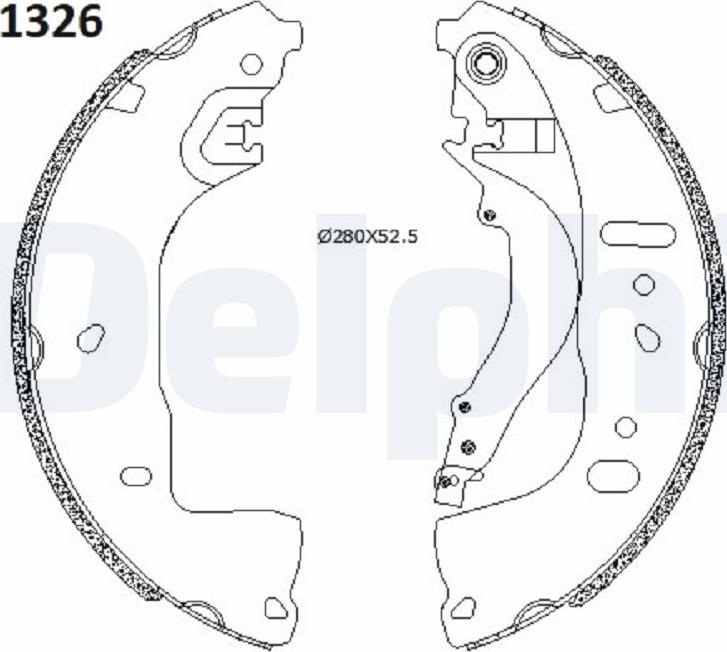 Delphi LS2197 - Комплект гальм, барабанний механізм autocars.com.ua