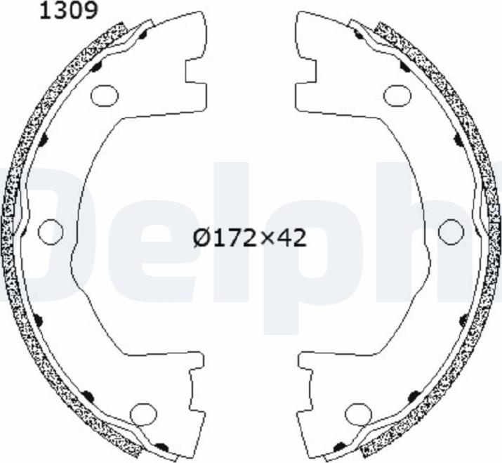 Delphi LS2203 - Комплект тормозных колодок, барабанные autodnr.net