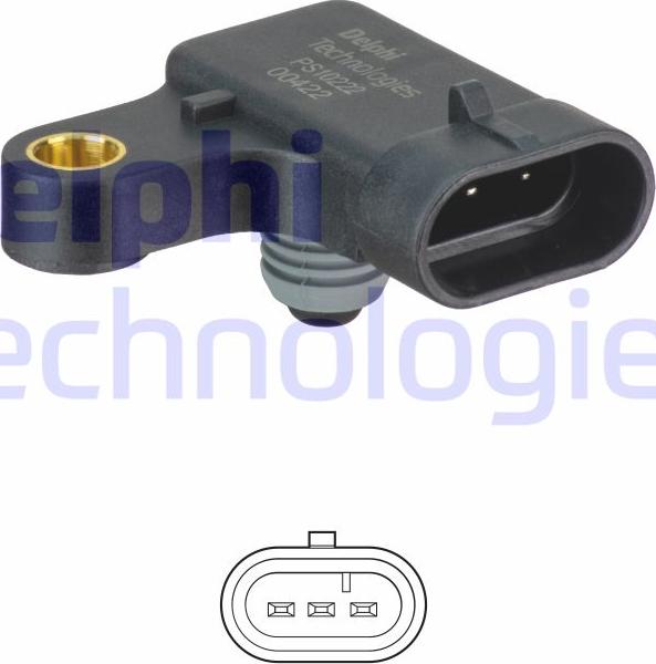 Delphi PS10222 - Датчик, тиск у впускний трубі autocars.com.ua