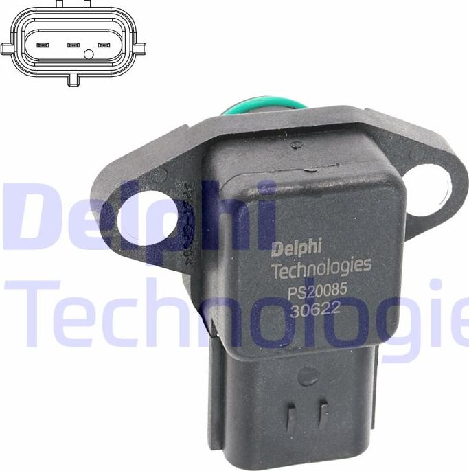 Delphi PS20085-12B1 - Датчик, тиск у впускний трубі autocars.com.ua