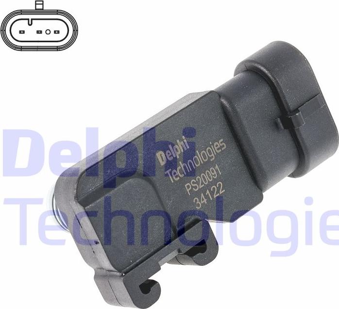 Delphi PS20091-12B1 - Датчик, тиск у впускний трубі autocars.com.ua