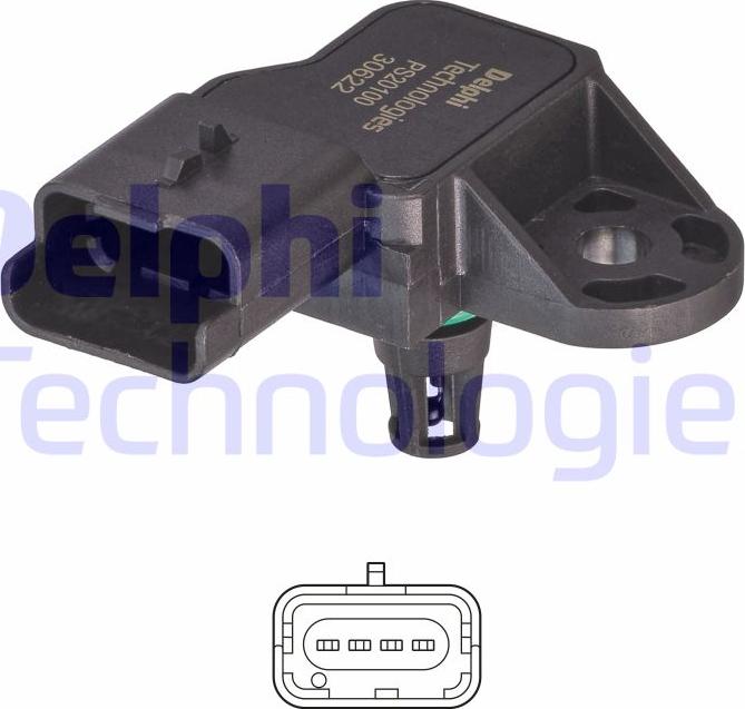 Delphi PS20100-12B1 - Датчик, тиск у впускний трубі autocars.com.ua
