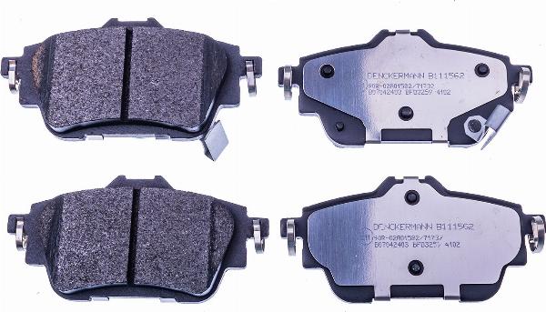 Denckermann B111562 - Гальмівні колодки, дискові гальма autocars.com.ua