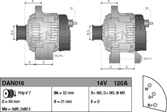 Denso DAN016 - Генератор avtokuzovplus.com.ua