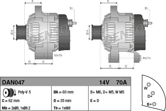 Denso DAN047 - Генератор avtokuzovplus.com.ua