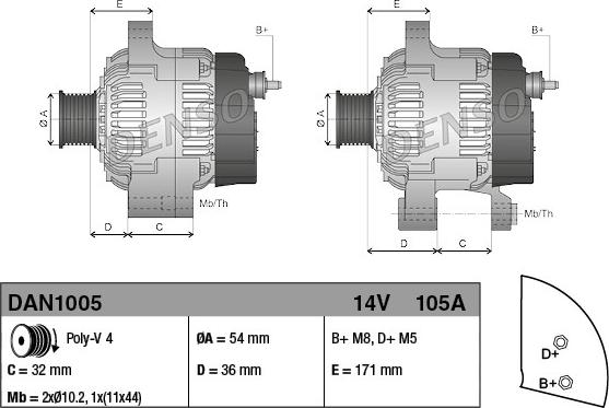 Denso DAN1005 - Генератор autocars.com.ua