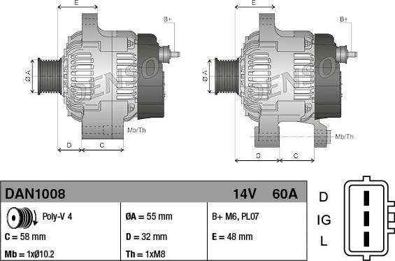 Denso DAN1008 - Генератор autocars.com.ua