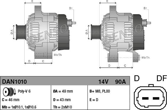 Denso DAN1010 - Генератор autocars.com.ua