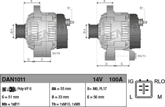 Denso DAN1011 - Генератор autocars.com.ua