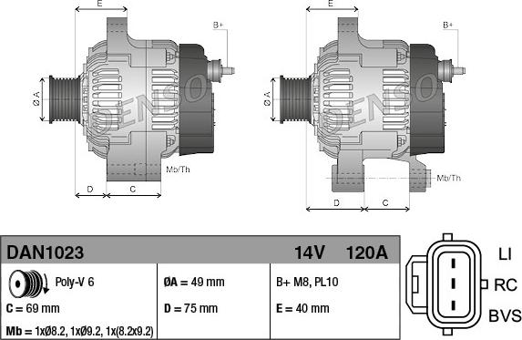 Denso DAN1023 - Генератор avtokuzovplus.com.ua