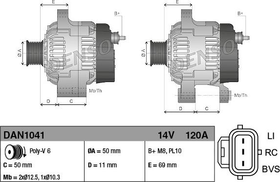 Denso DAN1041 - Генератор avtokuzovplus.com.ua