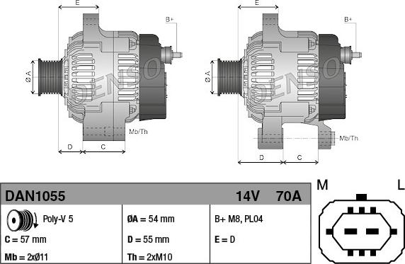 Denso DAN1055 - Генератор autocars.com.ua