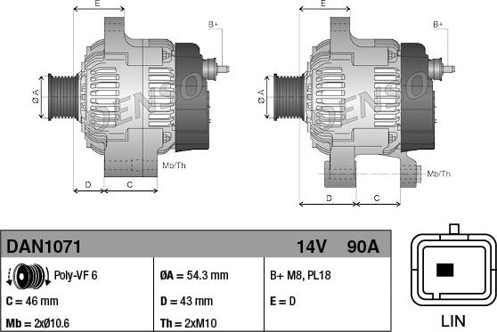 Denso DAN1071 - Генератор autocars.com.ua