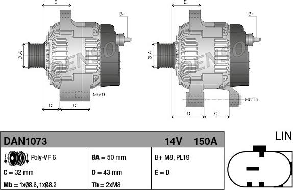 Denso DAN1073 - Генератор autocars.com.ua