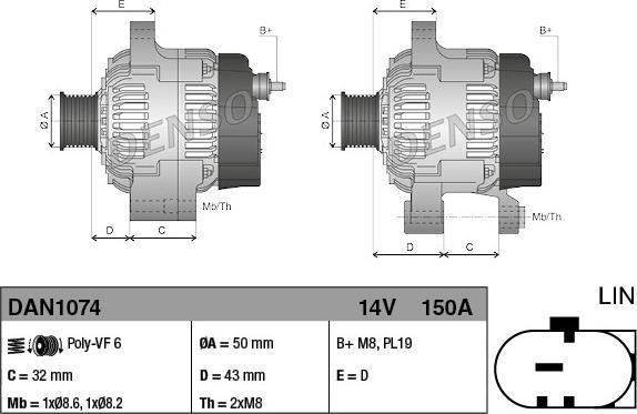 Denso DAN1074 - Генератор autocars.com.ua