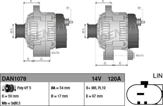 Denso DAN1078 - Генератор autocars.com.ua