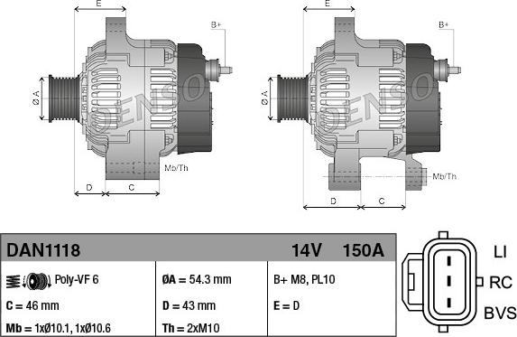 Denso DAN1118 - Генератор autocars.com.ua