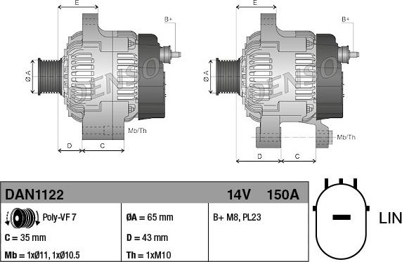 Denso DAN1122 - Генератор autocars.com.ua