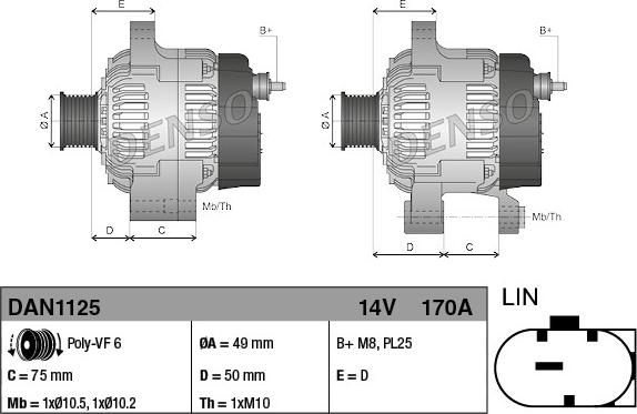 Denso DAN1125 - Генератор autocars.com.ua