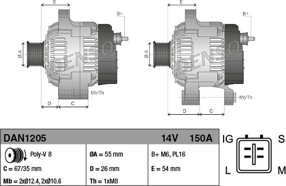 Denso DAN1205 - Генератор autocars.com.ua