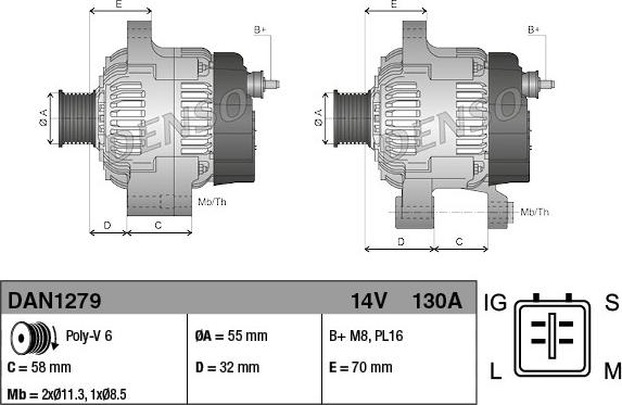 Denso DAN1279 - Генератор autocars.com.ua