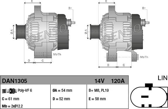 Denso DAN1305 - Генератор autocars.com.ua