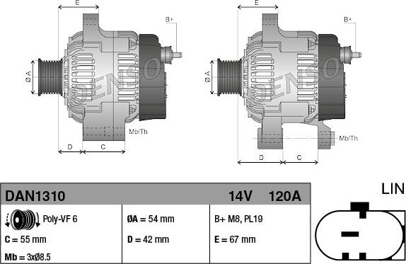 Denso DAN1310 - Генератор autocars.com.ua