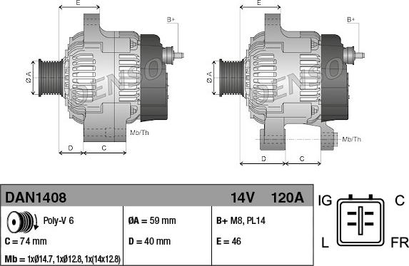 Denso DAN1408 - Генератор autocars.com.ua