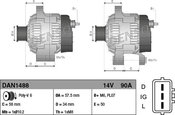 Denso DAN1488 - Генератор autocars.com.ua