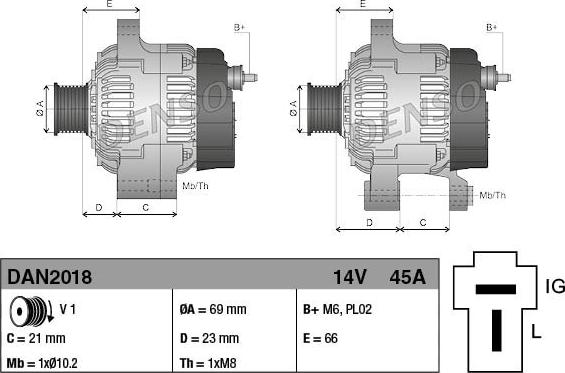 Denso DAN2018 - Генератор autocars.com.ua