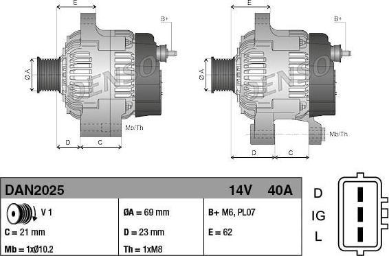 Denso DAN2025 - Генератор avtokuzovplus.com.ua