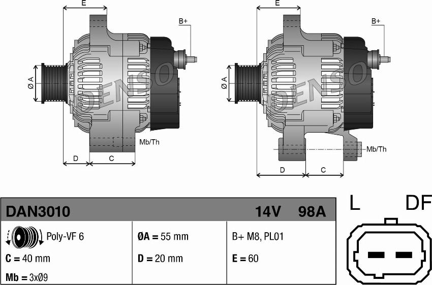 Denso DAN3010 - Генератор autocars.com.ua