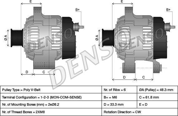 Denso DAN507 - Генератор avtokuzovplus.com.ua