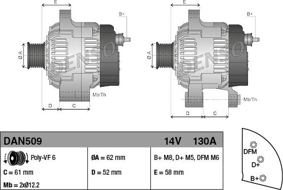 Denso DAN509 - Генератор avtokuzovplus.com.ua