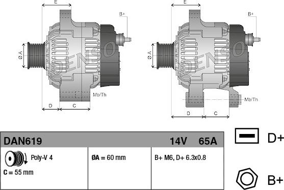 Denso DAN619 - Генератор avtokuzovplus.com.ua