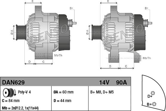 Denso DAN629 - Генератор avtokuzovplus.com.ua