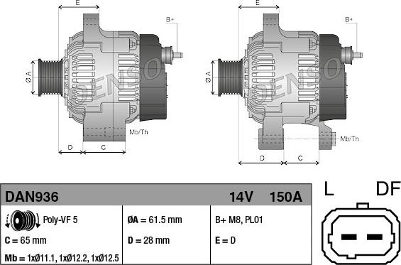 Denso DAN936 - Генератор avtokuzovplus.com.ua