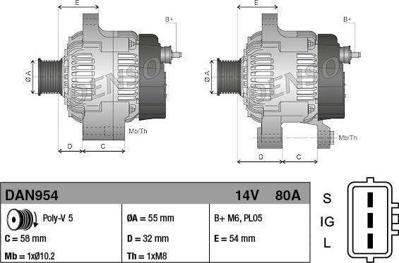 Denso DAN954 - Генератор avtokuzovplus.com.ua