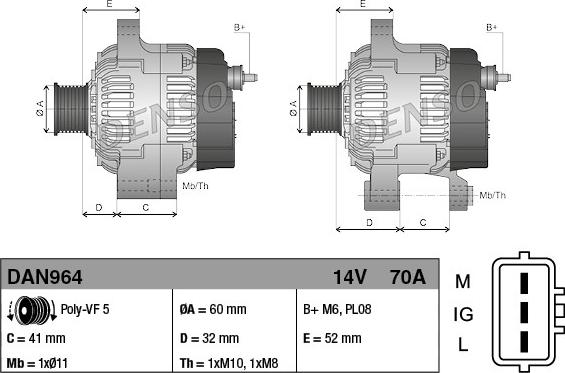 Denso DAN964 - Генератор autocars.com.ua