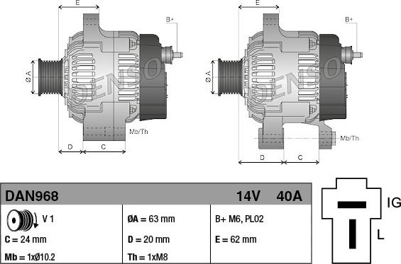 Denso DAN968 - Генератор autocars.com.ua