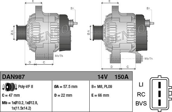 Denso DAN987 - Генератор autocars.com.ua