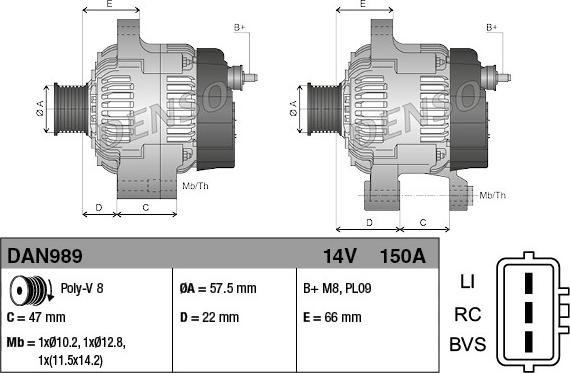 Denso DAN989 - Генератор autocars.com.ua