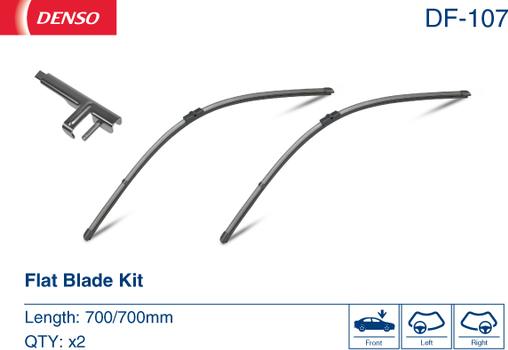 Denso DF-107 - Комплект щеток стеклоочистителя бескаркасных Denso Flat 700-700 autocars.com.ua