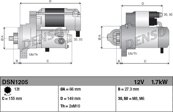 Denso DSN1205 - Стартер autocars.com.ua