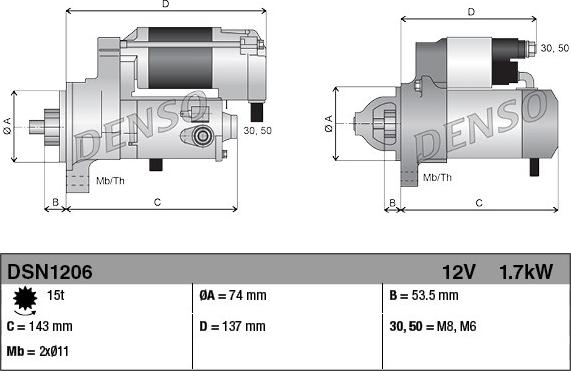 Denso DSN1206 - Стартер avtokuzovplus.com.ua