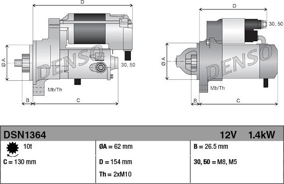 Denso DSN1364 - Стартер autocars.com.ua