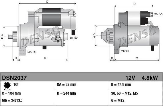 Denso DSN2037 - Стартер avtokuzovplus.com.ua