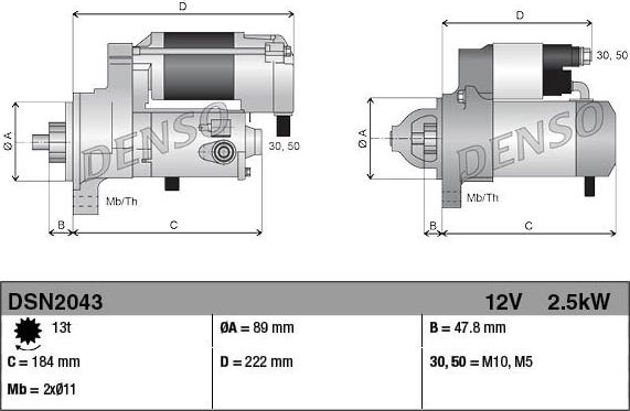 Denso DSN2043 - Стартер avtokuzovplus.com.ua