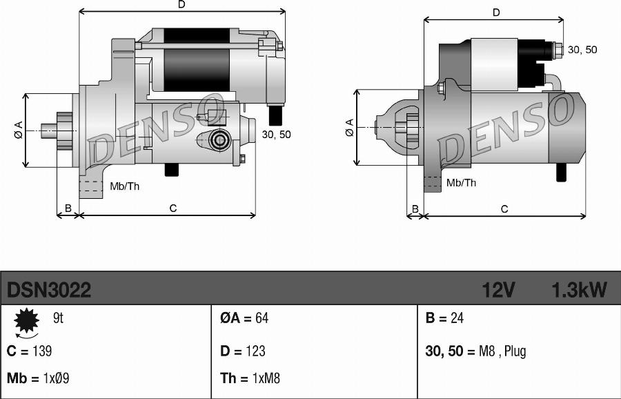 Denso DSN3022 - Стартер autocars.com.ua