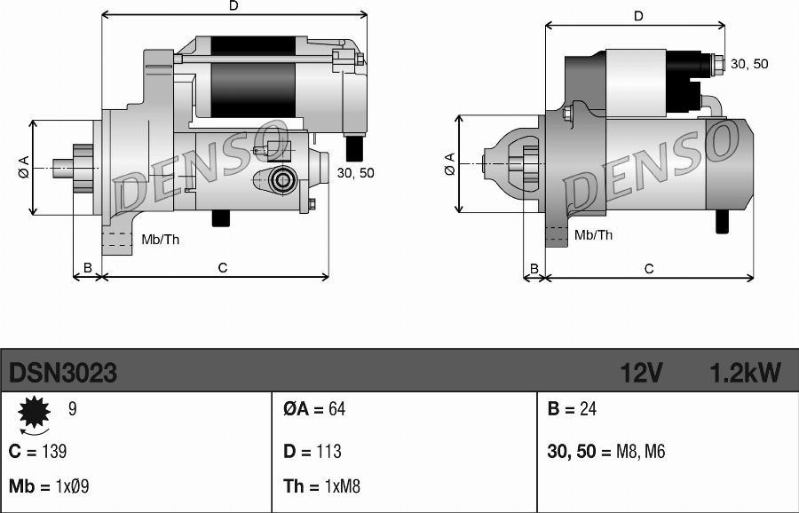 Denso DSN3023 - Стартер autocars.com.ua